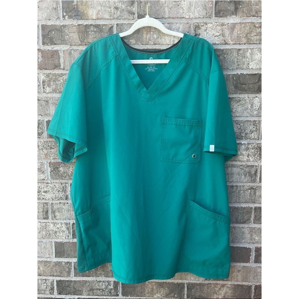 Take 50% OFF/ Infinity Men's Teal V-Neck Scrub Top - Teal, Size-3XL - Picture 2 of 12